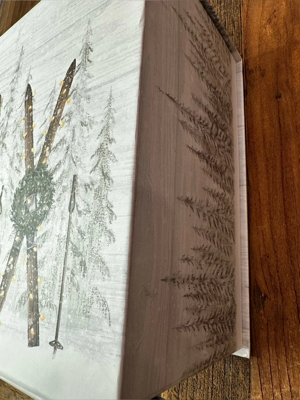 Rustic Ski Canvas Wall Art in Brown & White gift box